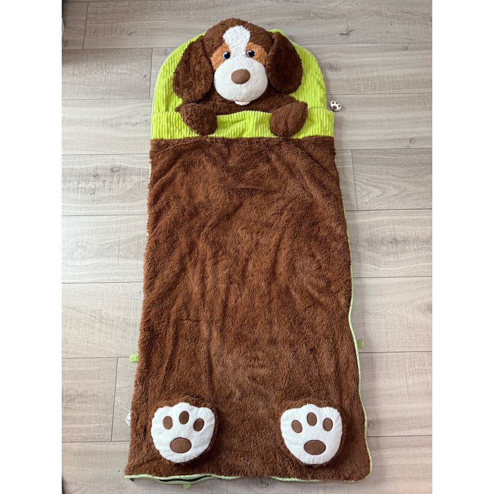 Hugfun Plush Puppy Dog Slumber Bag Kids Sleeping Bag Brown Green 66x28
